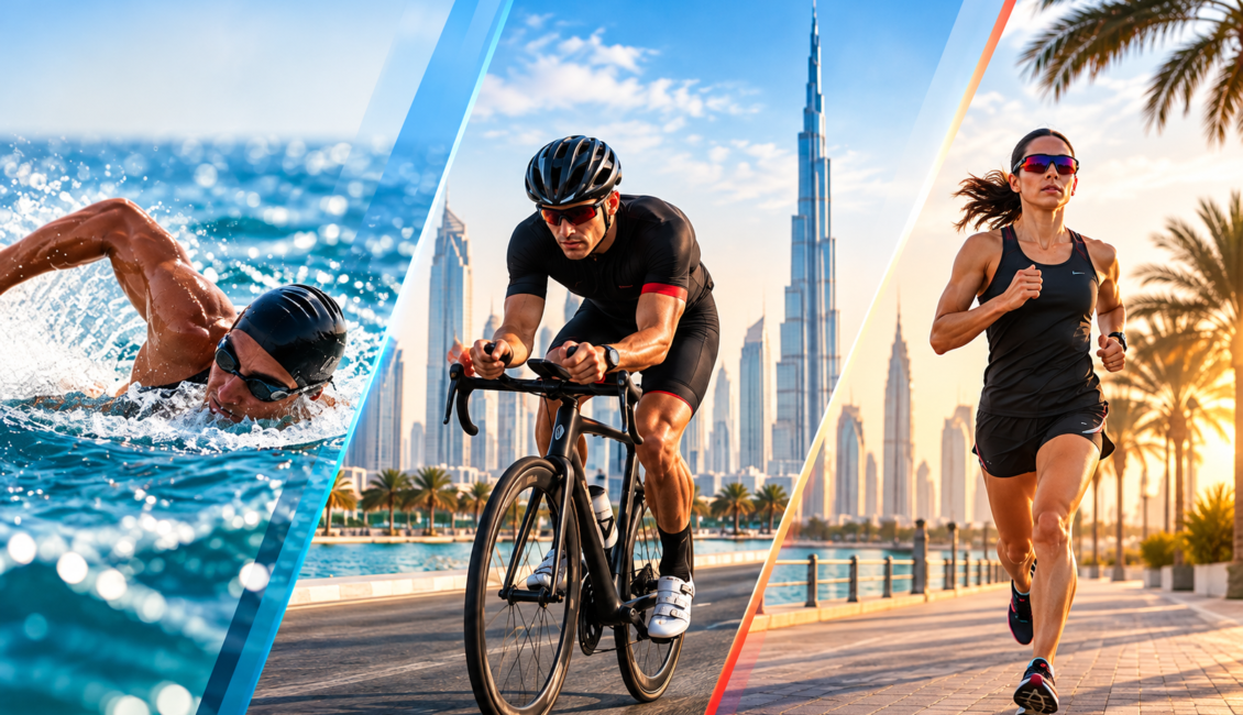 Multisport race training in Dubai with swimming, cycling and running